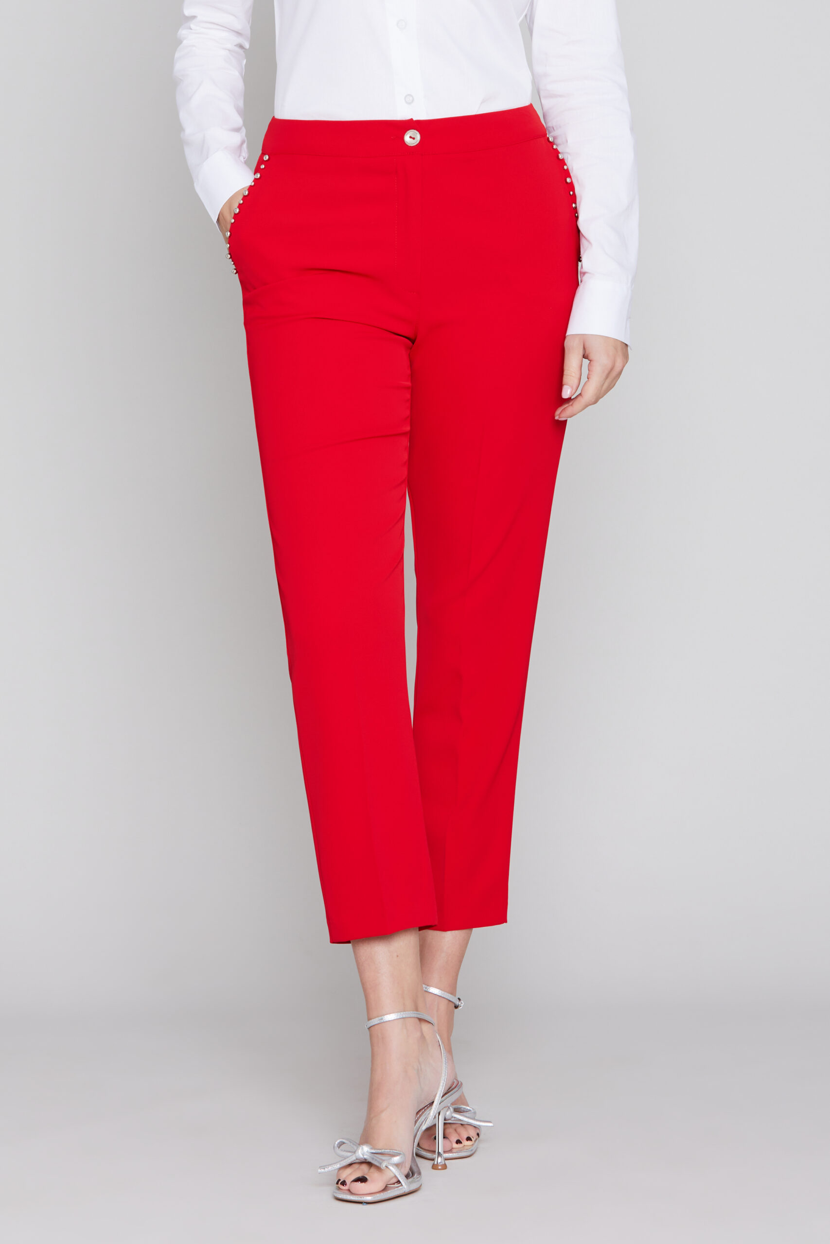 Pantalon Capri Femme Denny Rose - Art. 45DR22014 - Tissu Damassé - Fabriqué En Italie - Neuf Avec Étiquettes (Collection Été 2014)